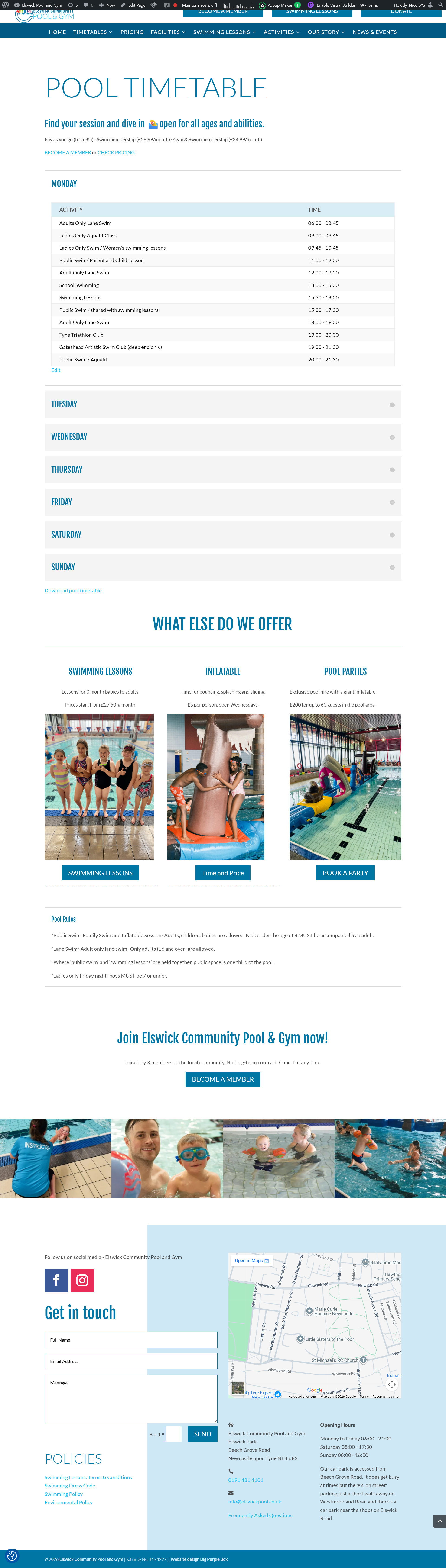 pool-timetable page after change